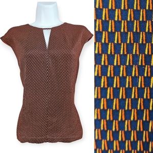 NWOT Armani orange & blue silk blouse top Womens Medium